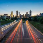 timelapse photo of highway during golden hour