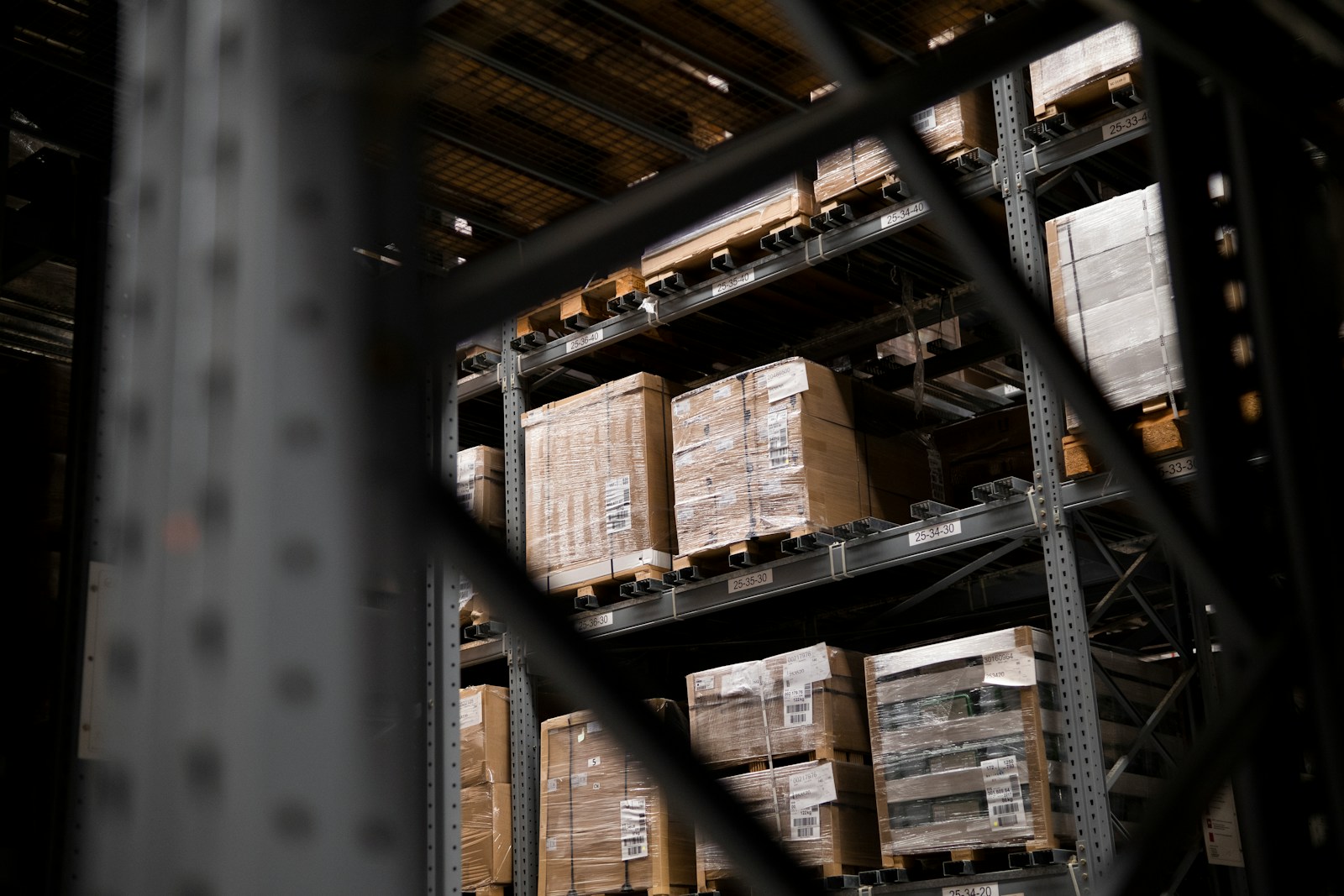 a warehouse filled with lots of boxes and pallets