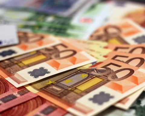 Stack of 50 euro banknotes, representing wealth and finance concepts.