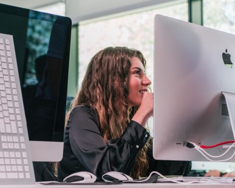 a person sitting at a desk