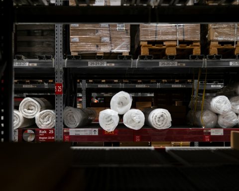 a warehouse filled with lots of white items