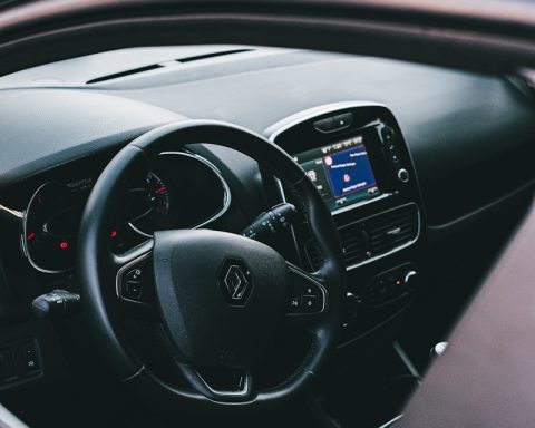 black bmw car steering wheel