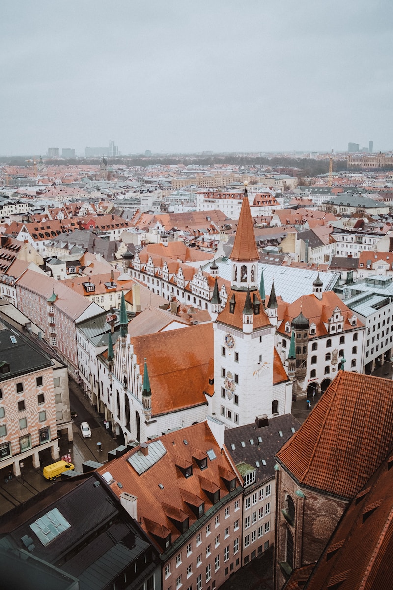 a view of a city from a tall building