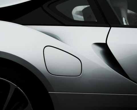 a close up of the side of a sports car