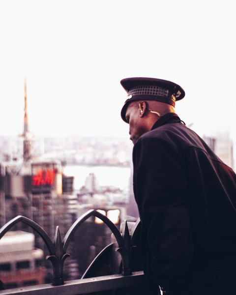 man wearing black coat