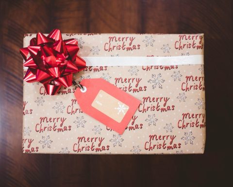 red ribbon on gift box