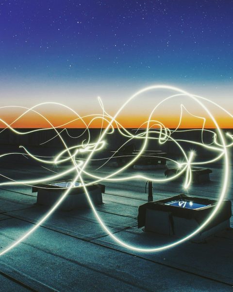 time lapse photography of square containers at night